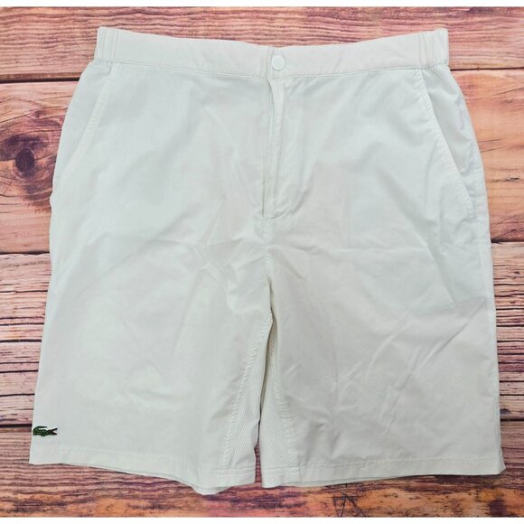 Lacoste Sport Mens White Shorts Size 6 (34 in waist) - Picture 1 of 6